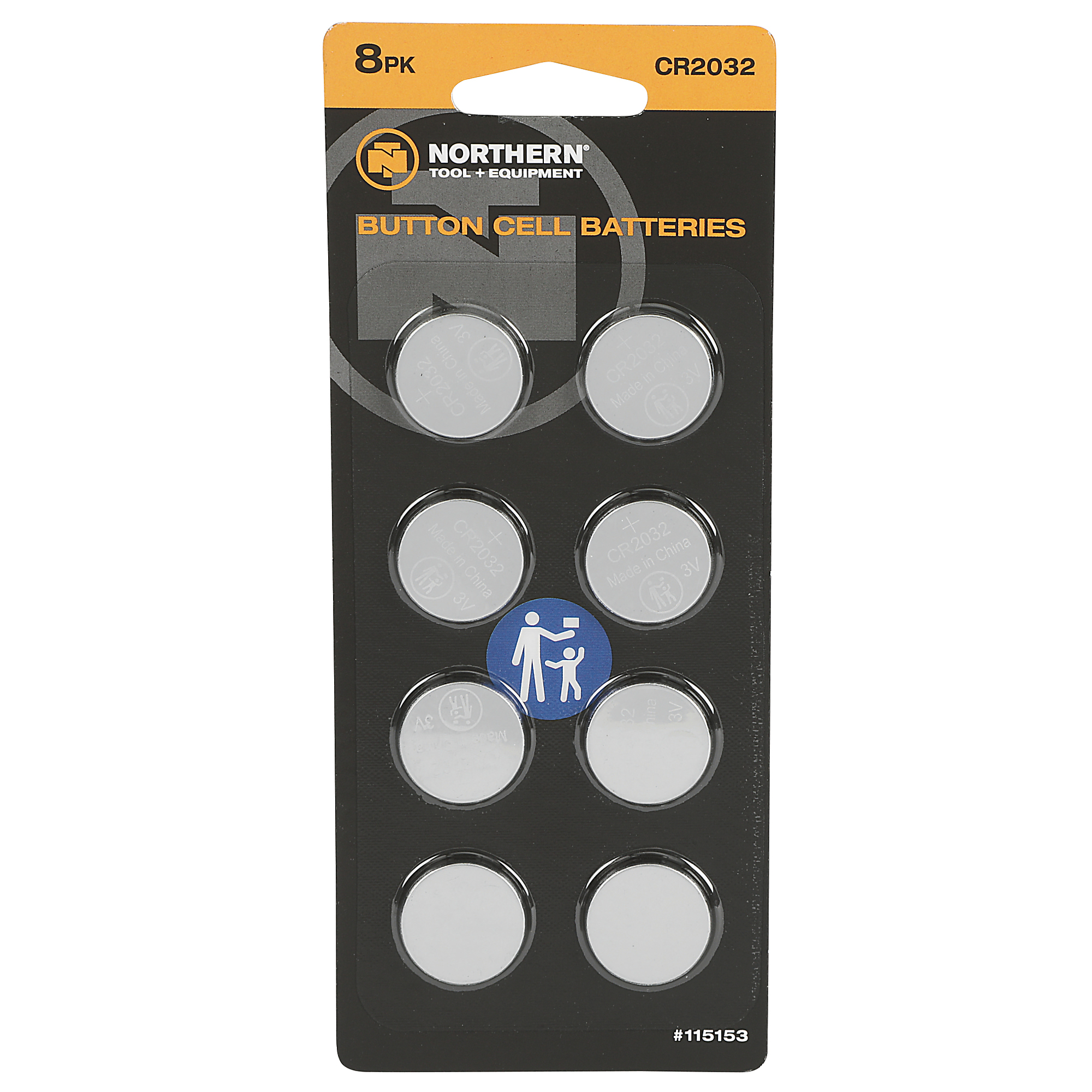 Northern Tool + Equipment 8-Pk. of 3V, CR2032 Lithium Batteries